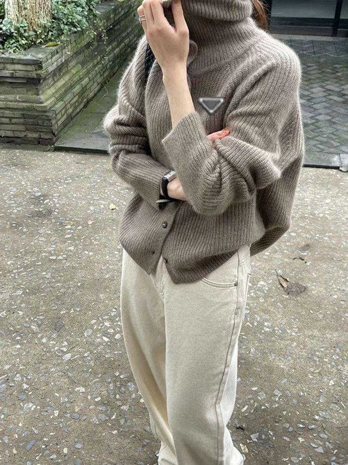 Suéter De Diseñador, Suéter De Mujer De Diseño Retro, Cárdigan De Punto De Color Sólido Suelto De Un Solo Pecho Para Mujer - Imagen 5