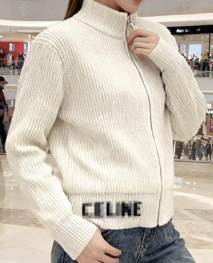 Suéter De Punto De Diseñador, Cárdigan De Punto Con Cuello Alto Y Letras Bordadas Para Mujer, Nuevo Suéter De Diseñador