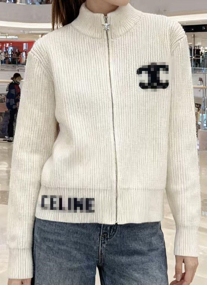 Suéter De Punto De Diseñador, Cárdigan De Punto Con Cuello Alto Y Letras Bordadas Para Mujer, Nuevo Suéter De Diseñador - Imagen 4