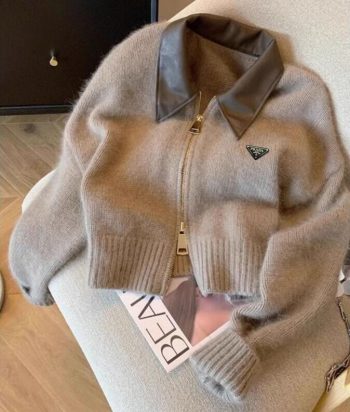 Suéteres De Lujo Mujer Manga Larga Doble Cremallera Cuello De Piel Cárdigan Elegante Diseño Ropa Femenina