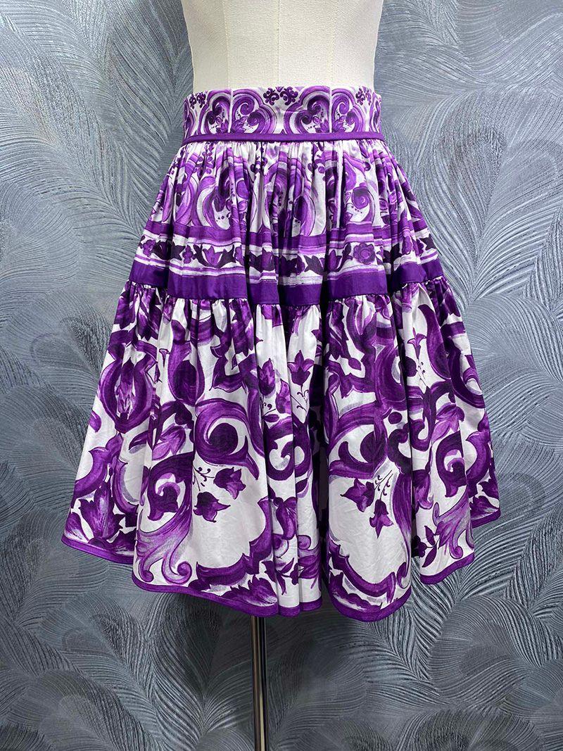 Summer Street Women Falda 100% Algodón De Algodón De Porcelana De Porcelana De Porcelana Imperio De Vacaciones Medio Vestido De Dulces Para Niñas