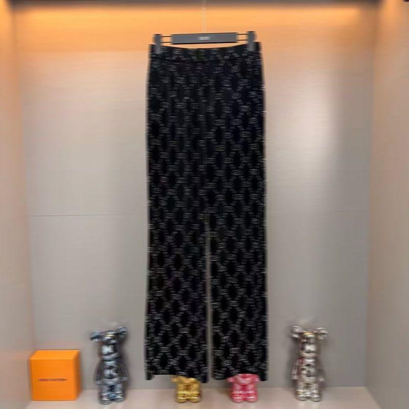 Traje De Terciopelo Para Mujer Con Chaqueta Estampada De Diseño Cruzado Combinada Con Pantalones Largos Anchos, Conjunto De Traje De Lujo De Alta Calidad - Imagen 5