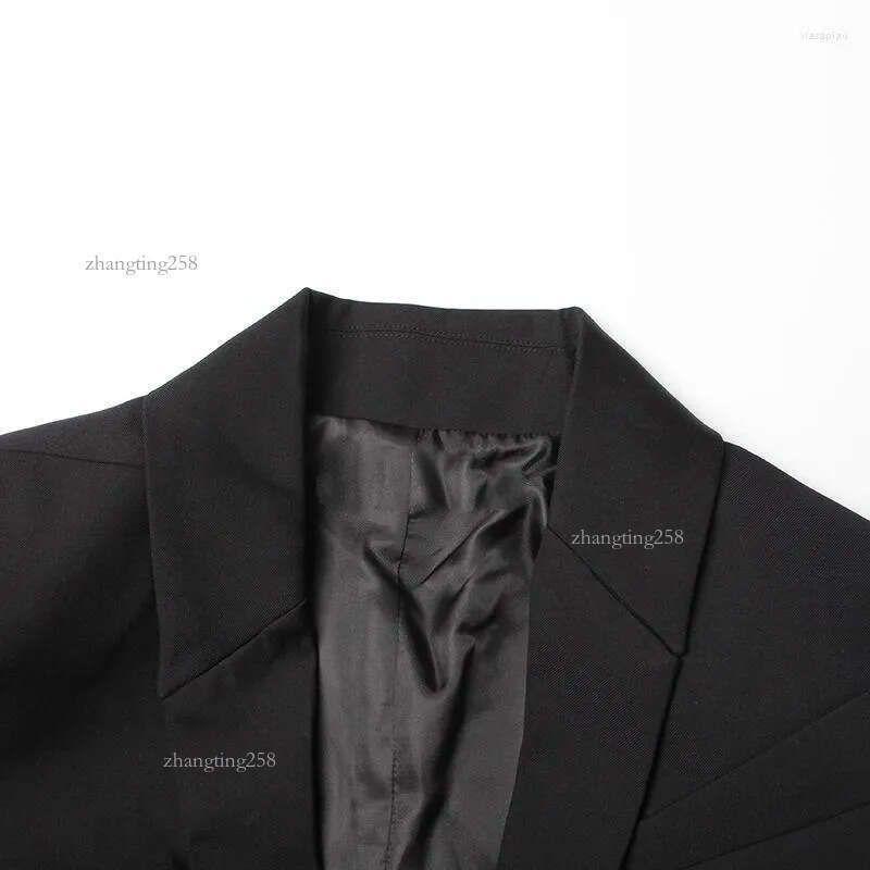 Trajes De Mujer Blazer Casual Negro Para Mujer Malla Sexy Ver A Través De Blazers Delgados Otoño Invierno Moda Manga Larga Botón Club Abrigos De Fiesta - Imagen 5